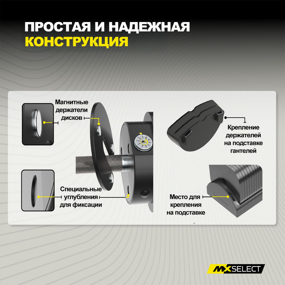 Веса дополнительные для гантелей MX Select, 0.57 кг, 4 шт с держателем